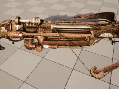 steampunk safari crossbow Low-poly 3D model