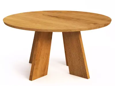 Hakama round walnut dining table 3D model