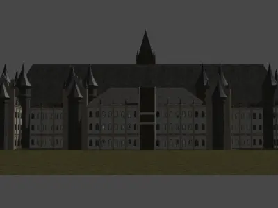 Modular StoneHearst Asylum Low-poly 3D model
