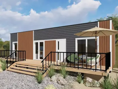 3D model of a modular house with 2 bedrooms 3D model