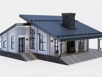 Glued beam house 3D model