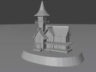 Abandoned Witch Tower  Cozy Spooky Low Poly Diorama 3D model