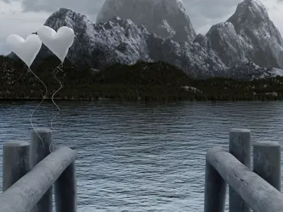 Mountain and river scene  3D model
