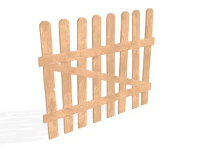 fence wooden picket Low-poly 3D model