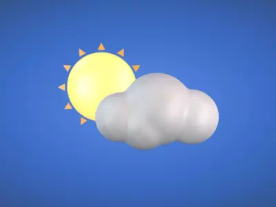 Mostly Sunny - Weather Icon Low-poly 3D model