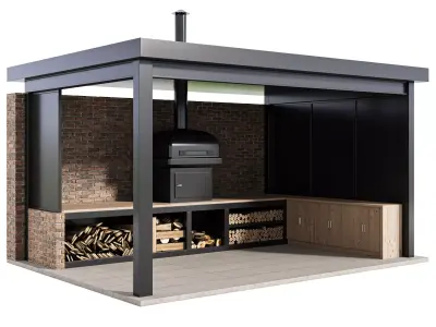 Modern Outdoor Kitchen 03 3D model