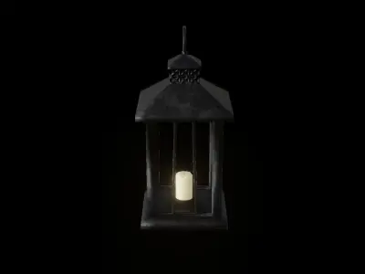 Game ready low poly Iron lantern Low-poly 3D model