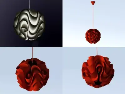 L K 172 four different colored lamps hanging from ceiling 3D model