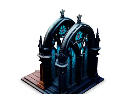 Gothic Arch Window Stained Glass Low-poly 3D model
