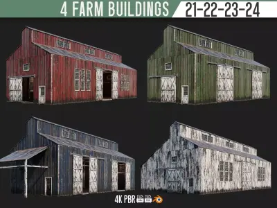21-22-23-24 - Farm Buildings 4K PBR GameReady Low-poly 3D model
