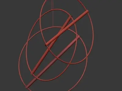 ed046 pendant light with two circles hanging from it 3D model