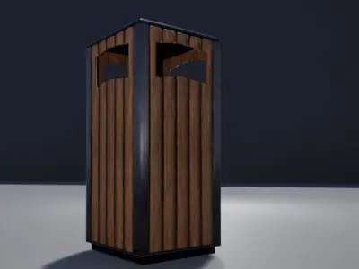 Square Trashcan Low-poly 3D model