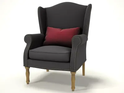 wingback chair fhouse 011 Low-poly 3D model