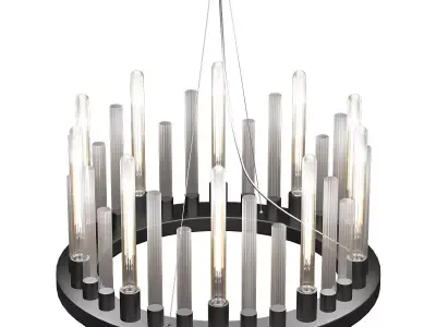 Titan chandelier made of wooden rods 3D model