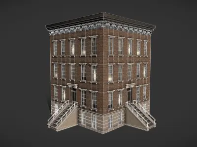 Modular Apartment Building City Game Ready Low-poly 3D model