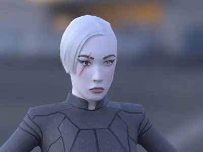 Sci-Fi Female Character in black  Low-poly 3D model