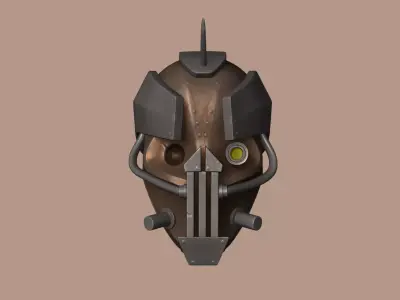 Steampunk Robot Helmet - SciFi Character Design Low-poly 3D model