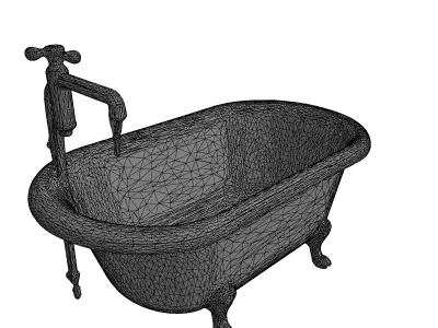 Rusty Vintage Clawfoot Bathtub Faucet Low-poly 3D model