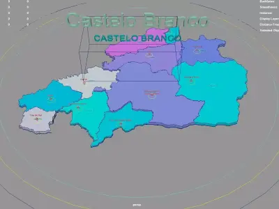 Castelo Branco  Portugal map region geography political 3D model