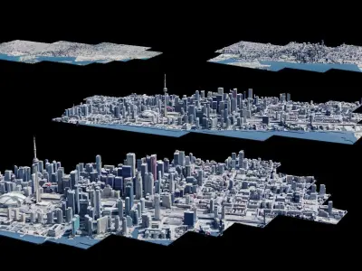 Realistic Toronto Scan - Multiple Qualities Low-poly 3D model