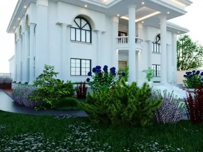 3D Architectural Model Luxury Classical Villa  High-Quality Low-poly 3D model