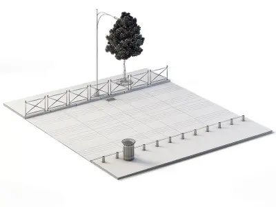 Street Set 12m x 14m Low-poly 3D model