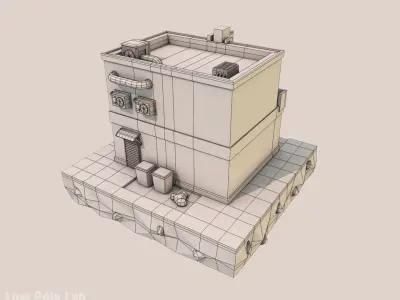 Cartoon City Cinema Low-poly 3D model