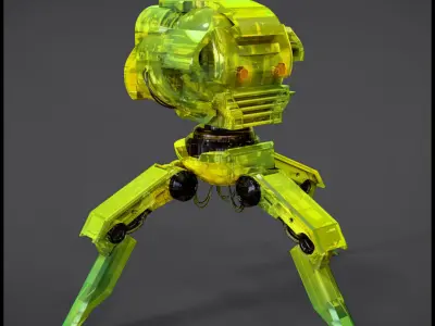 Cryon orange robot on tripod 3D model