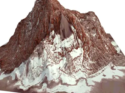 Red Snow ICE Mountain Canyon Desert Low Poly Terrain Rock 7 Low-poly 3D model