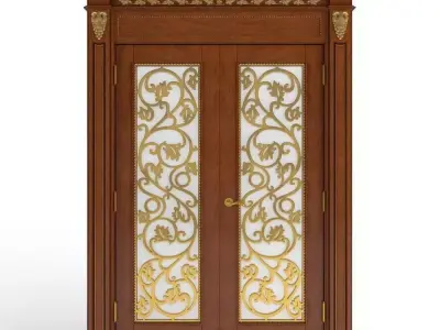 wood door Bakokko double-wing 3D model