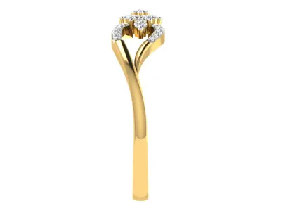 Light Weight Yellow Gold Diamond Ring  -ZA RN 2495 3D print model