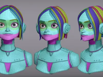 Cartoon female character Lisa base mesh 3D model