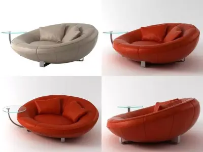 DS-152 leather chair with coffee table 3D model