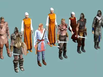 Medieval Exclusive Village People 3D Model Low-poly 3D model