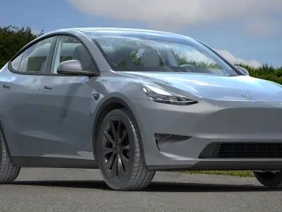  Tesla Model Y Silver 3D Model 