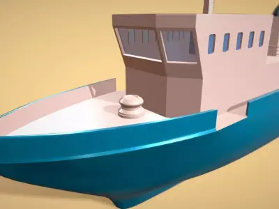 Low Poly Marine Supply Vessel Ship Model 3 Low-poly 3D model