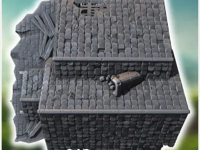 Dilapidated wooden house with a broken porch shattered windows a 3D print model