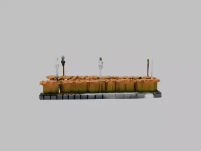 cobbled street section 1 Low-poly 3D model