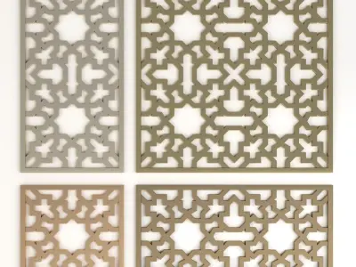 Arabic Islamic pattern decorative gold plaster 2 3D Model Pack