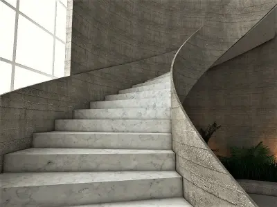 stairs staircase in modern building 3D model