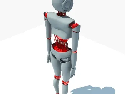 Rigged Robotic Red Waist Female  3D model