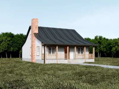 House Exterior Interior with Openable Doors 3D model - 2 3D model