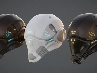 Sci-Fi Helmet 2 Low-poly 3D model
