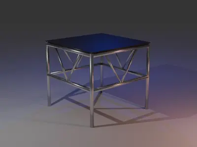 Metal Truss Table with Black Top Free 3D model