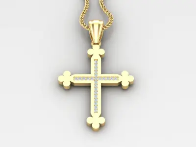 High Cross Pendant Light Gold 18K 4CP016 3D print model