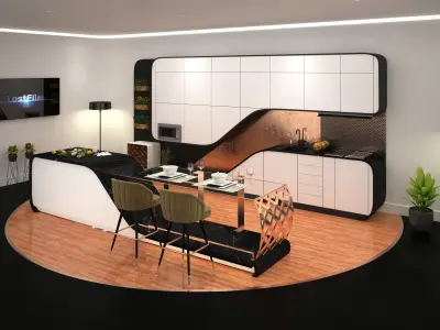 Conceptual Curve Kitchen  3D model