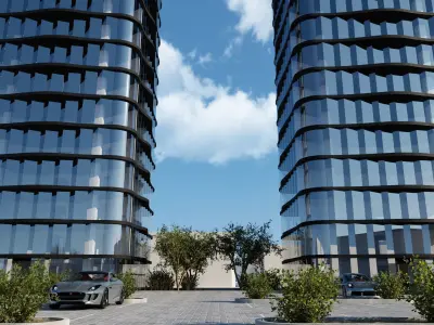 Modern Architectural visualization Low-poly 3D model