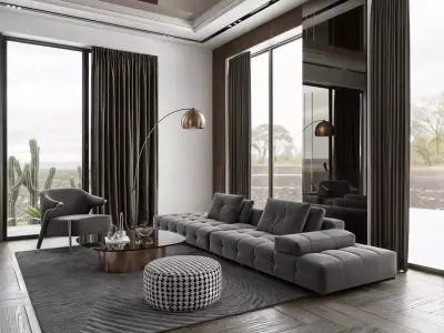 LIVING AND KITCHEN MODERN FILE SKETCHUP 3D model