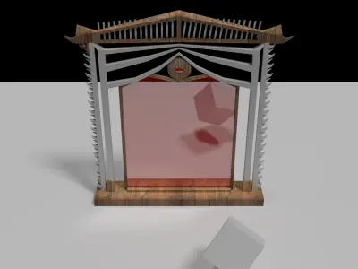Mirror door with curtain Free low-poly 3D model