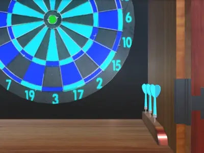 dart board cabinet with darts  Low-poly 3D model